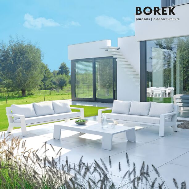 Design Gartensofa aus Alu - Borek - wei - mit Kissen - Viking Sofa