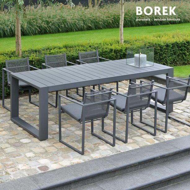 Moderne Garten Sitzgruppe - Aluminium grau - Gartensthle & Tisch - Borek - Andria Sitzgruppe