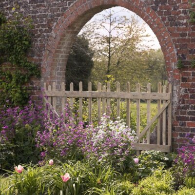 Romantische Gartenmauer mit Tor