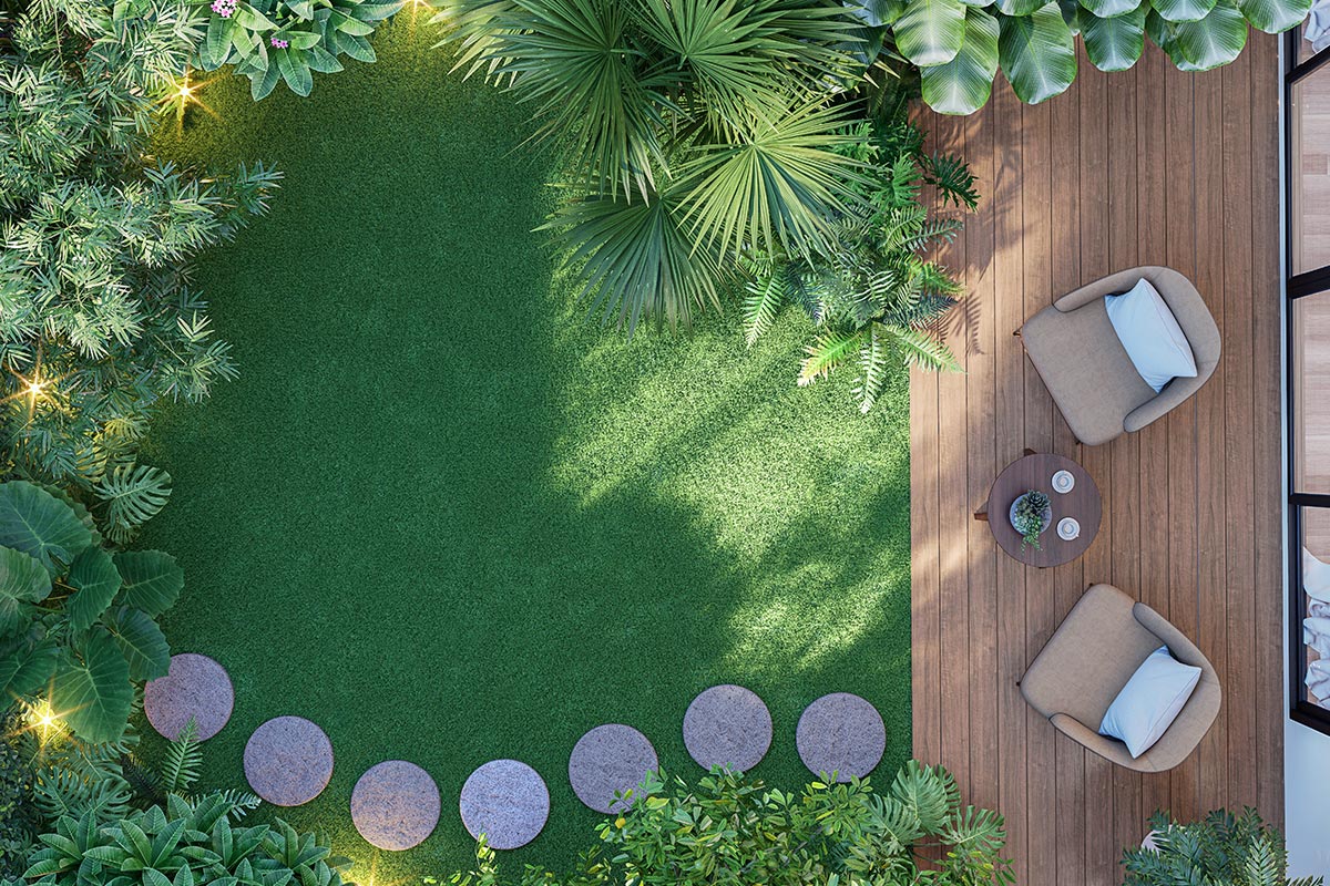 Terrasse von oben in 3D-Gartenplaner