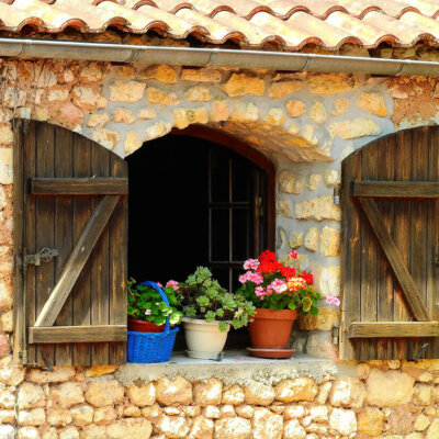 Dekoriertes Fenster im mediterranen Stil