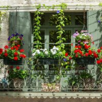 Balkon-mit-Pflanzen-und-Zaun-schmuckhaft © clodio - Depositphotos.com