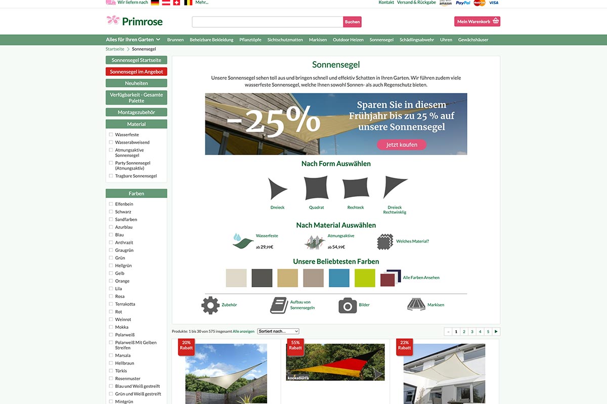 Homepage von Primrose