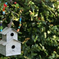 Doppeltes Vogelhaus aus Metall