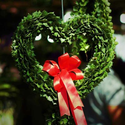 Herzförmiger Buchsbaum-Kranz