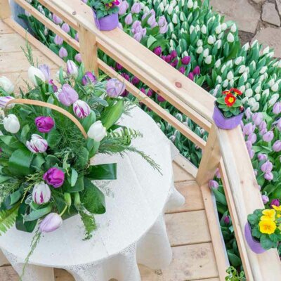 Tulpenstrauß auf einem Balkon