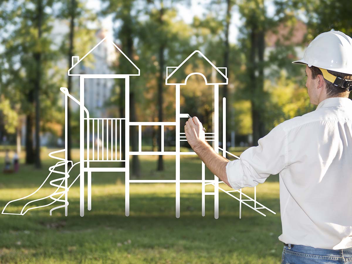 Architekt plant Kinder-Spielplatz