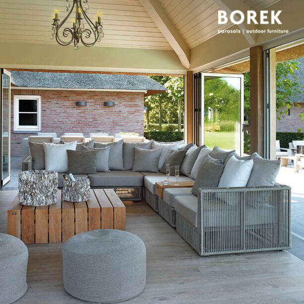 Gartenlounge Modul Mitte von Borek - Aluminium - mit Kissen - beige - Lincoln Mittel-Sitzmodul