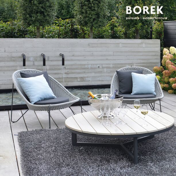 Garten Klubsessel von Borek - Edelstahl - grau - mit Auflage - Pasturo Klubsessel