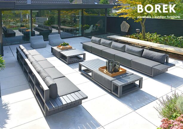 Design Garten Loungemodul von Borek - Aluminium - mit Polsterkissen - Murcia Mittel-Sitzmodul