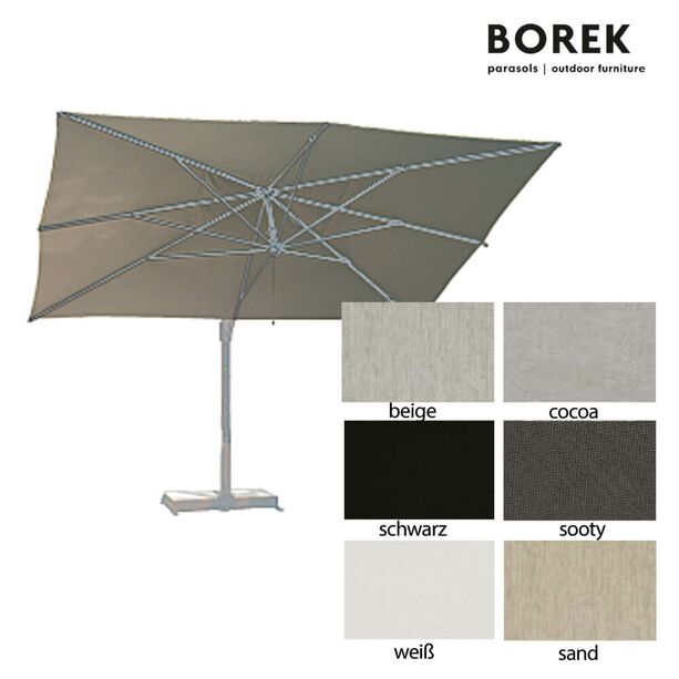 Sonnenschirm von Borek - 3x4m - Aluminium - mit Kurbel - hochwertig - Rodi Sonnenschirm silver