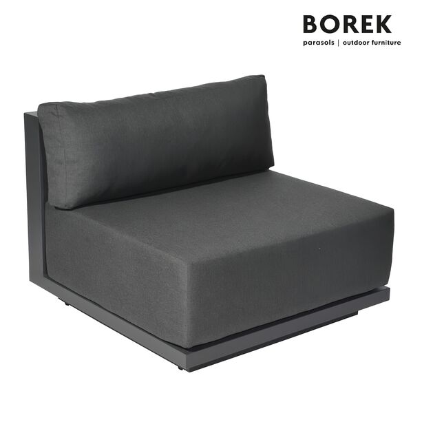Design Garten Loungemodul von Borek - Aluminium - mit Polsterkissen - Murcia Mittel-Sitzmodul / Anthrazit