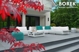 Design Garten Loungemodul von Borek - Aluminium - mit Polsterkissen - Murcia Mittel-Sitzmodul / Wei�