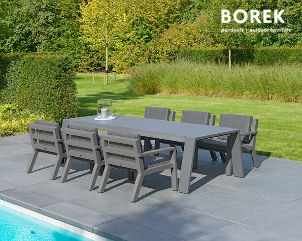 Groer Gartentisch aus Aluminium - Borek - 75x255x116cm - Viking Tisch / Anthrazit