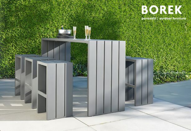 Outdoor Bartisch mit Hockern für Garten & Terrasse - Borek - modern - Aluminium - Samos Gartenbar