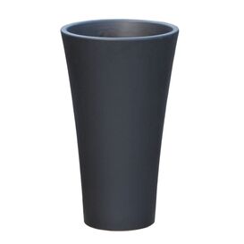 Runde Pflanzvase aus Steinzeug - anthrazit - frostsicher...