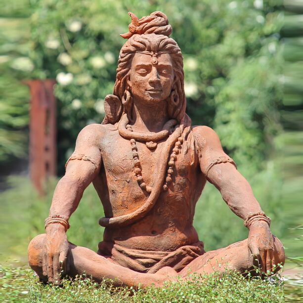 Asia Garten Steinguss Figur - Shiva Rostfarben