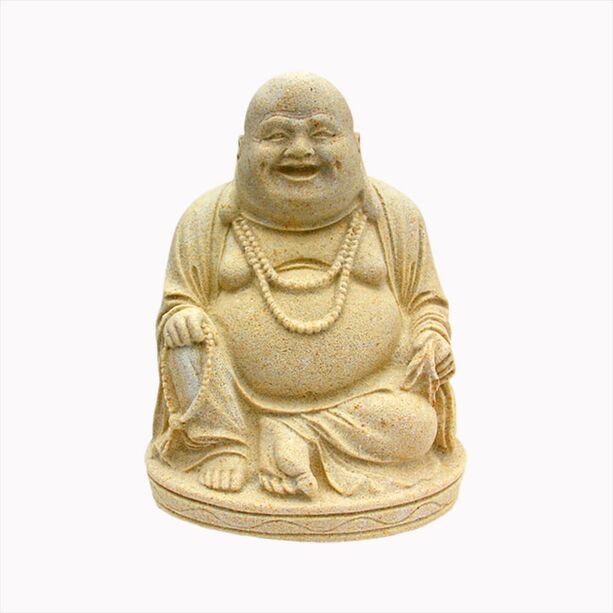 Lchelnder Steinguss Buddha Skulptur in Sitzhaltung  - Auyumi