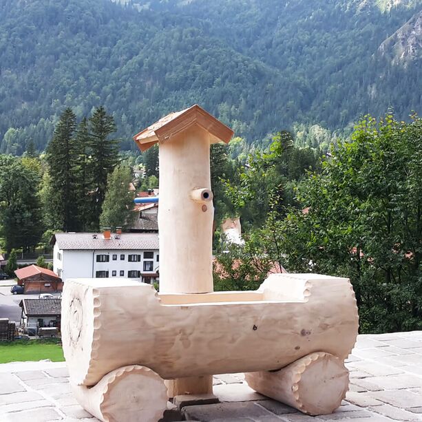Kunstvoller Alpin Baumstamm Brunnen-Trog aus Holz - Allgäu Design - Monte Generoso