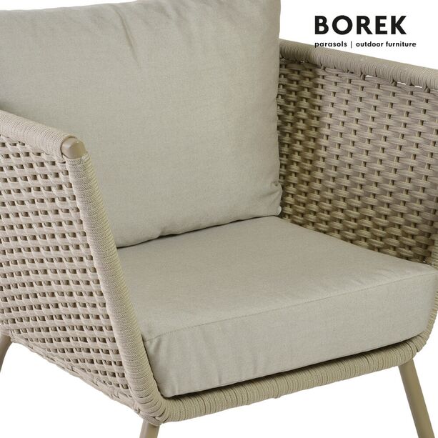 Moderner Garten Loungesessel - beige - Borek - Aluminium & Seil Geflecht - Valldemossa Loungesessel