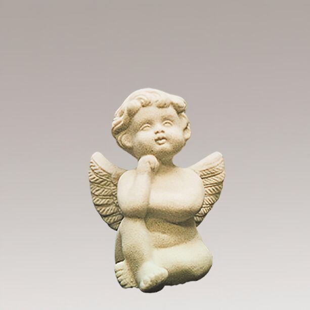 Kleine Deko Engel Steinfigur aus Steinguss - Denker