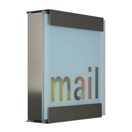 Briefkasten modern mit Aufschrift - Glas & Edelstahl -...