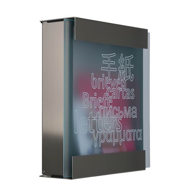 Moderner Glas & Edelstahl Briefkasten Design Beschriftung - Persephone