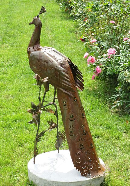 Rost Kunst für den Garten - Vogelskulptur Pfau - Paon