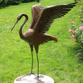 Edelstahl Garten Skulptur Reiher mit weiten Flügeln - Agamia
