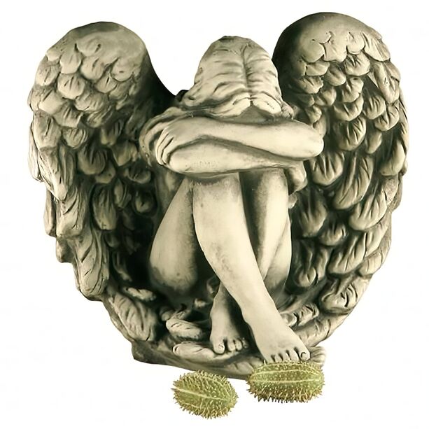 Auergewhnliche Engel Steinfigur sitzend - Serafina