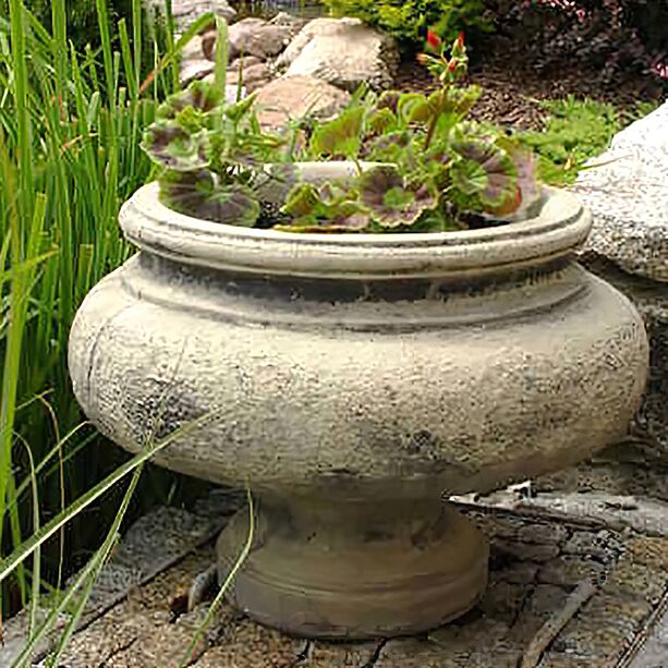 Antikgraue Gartenamphore aus Steinguss - Amphore Piva