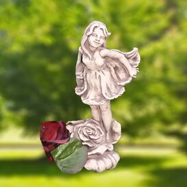 Blumenmdchen mit Rose aus Steinguss - Rosali