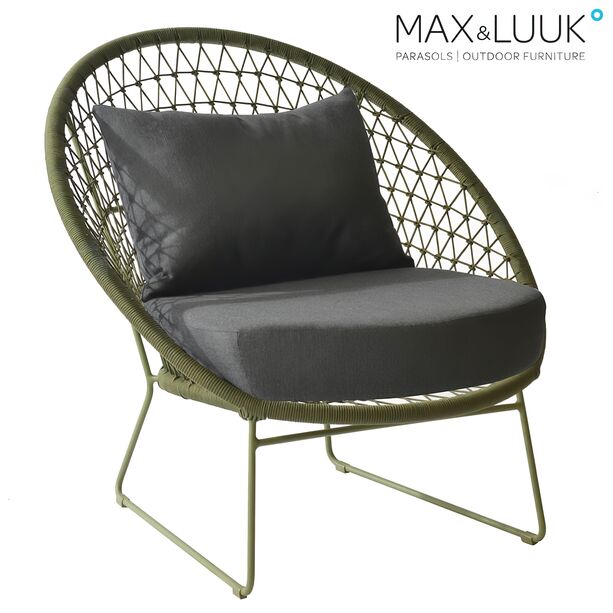 Gartenlounge Sessel aus Alu & Seil mit Kissen - Max&Luuk - Nora Loungesessel