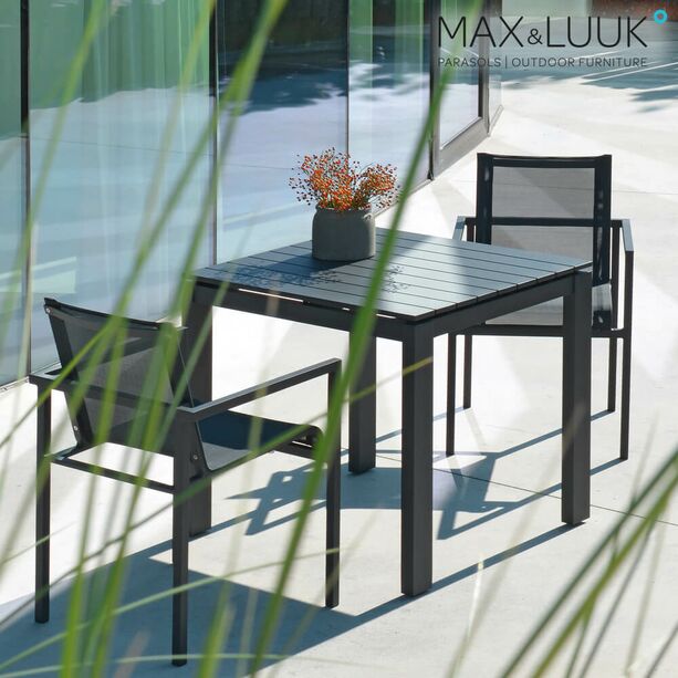 Quadratischer Gartentisch aus Aluminium 80x80cm - grau/wei - Max&Luuk - Morris Tisch