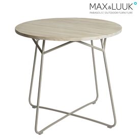 Moderner runder Gartentisch aus Aluminium & Teakholz -...