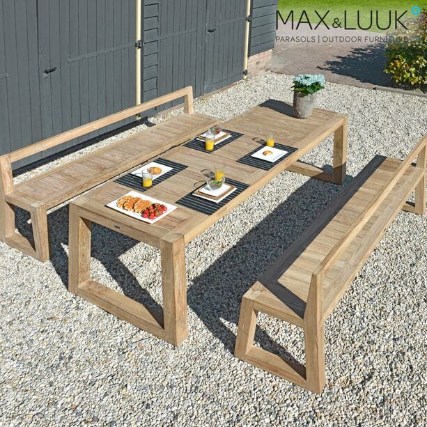 Groer massiver Gartentisch aus Teakholz - rechteckig - Max&Luuk - Mason Gartentisch / 76x240x90cm