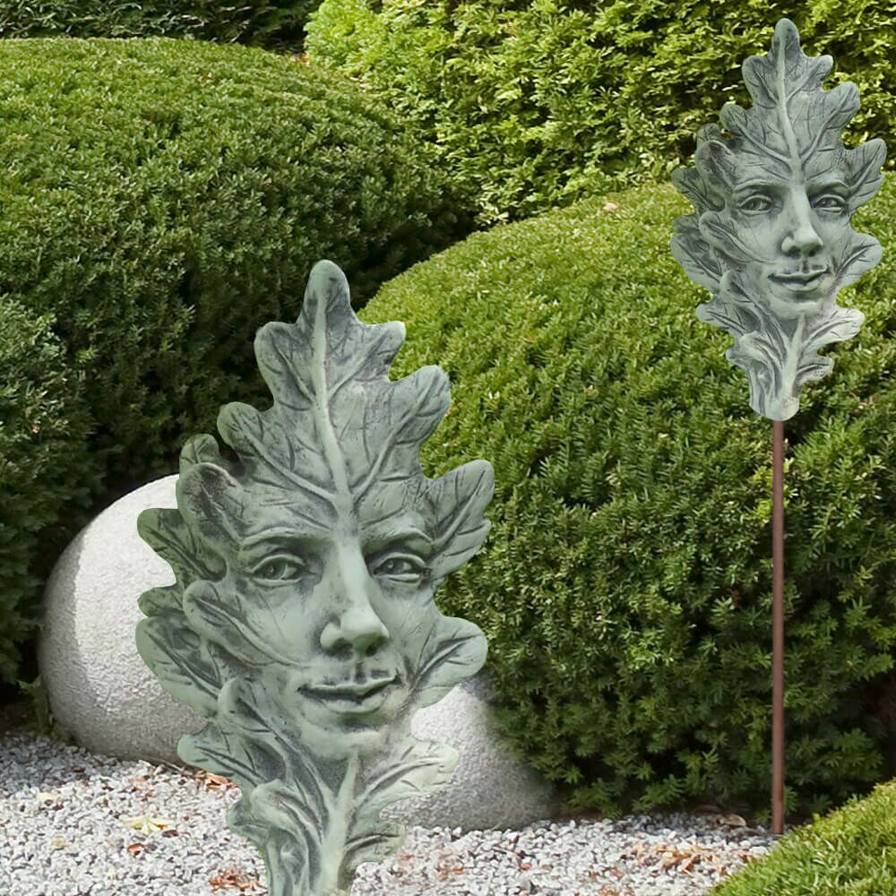 Image of Einzigartige Figur für den Garten - Eichenblatt - Plant Quercu / Antikgrau / mit 120cm Stab