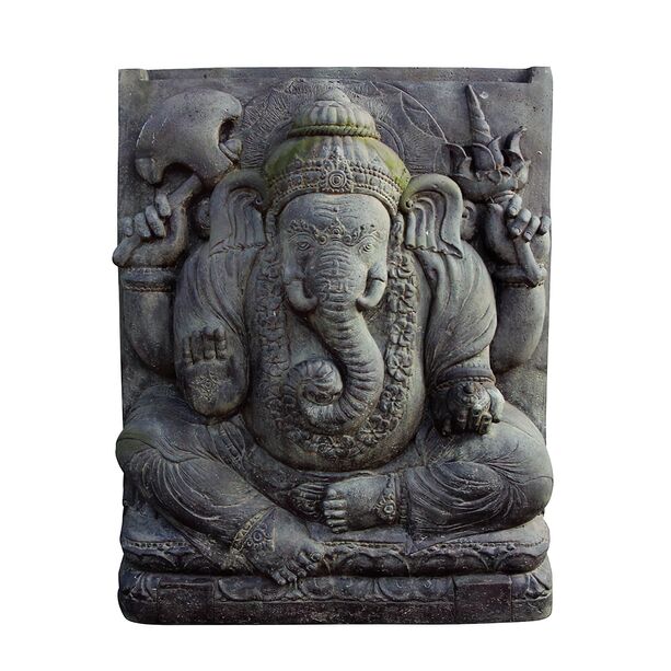 Ganesharelief aus Steinguss als Wasserspiel für den Garten - Jarana