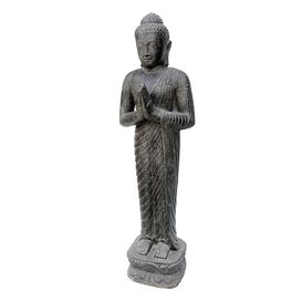 Begrende Buddha Skulptur stehend aus Steinguss als...