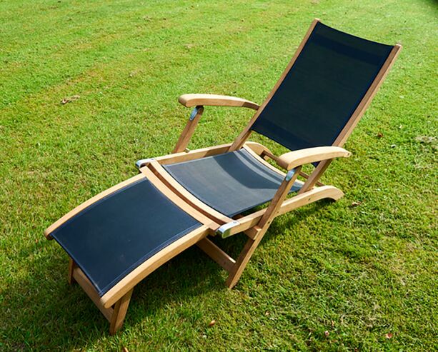 Verstellbare Sonnenliege aus Teakholz & Textilene - Harriett Deckchair