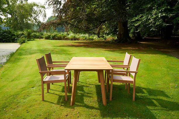 Eckiger Gartentisch aus Teakholz & Alu - 217x90cm - Rory Gartentisch