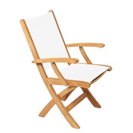Gartenstuhl klappbar aus Teakholz & Textilene - Harriett Klappstuhl / Wei�