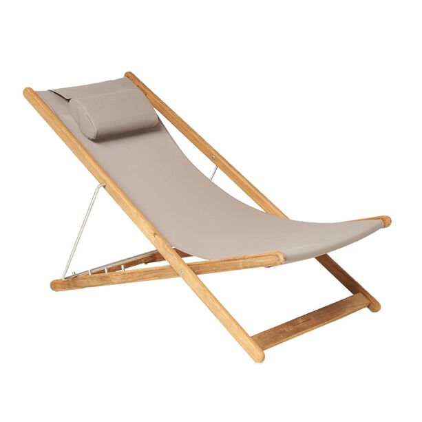 Garten Relax Stuhl aus Teakholz & Textilene - modern - Harriett Liegestuhl / Taupe