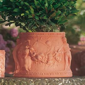 Konischer Pflanztopf aus Terracotta mit Ornament - Giuseppe