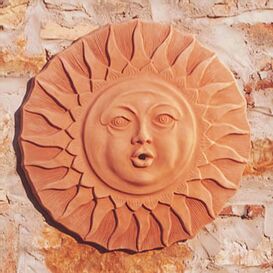 Sonnen Wandrelief aus Terracotta Wasserspeier - Luce