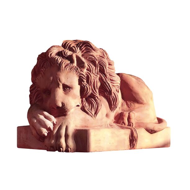 Liegende Löwenskulptur aus Terrakotta - Bertoldo