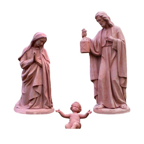 Maria und Josef mit Kind als Terrakotta Figuren - Sacrale