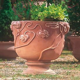 Besonderer Terrakotta Pflanztopf mit Ornament -...