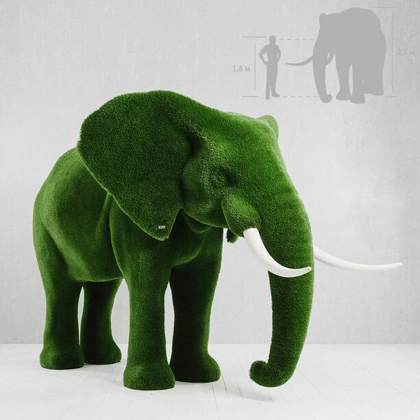 Riesige Elefantenskulptur - Topiary - Kunststoff - grün - Winifred