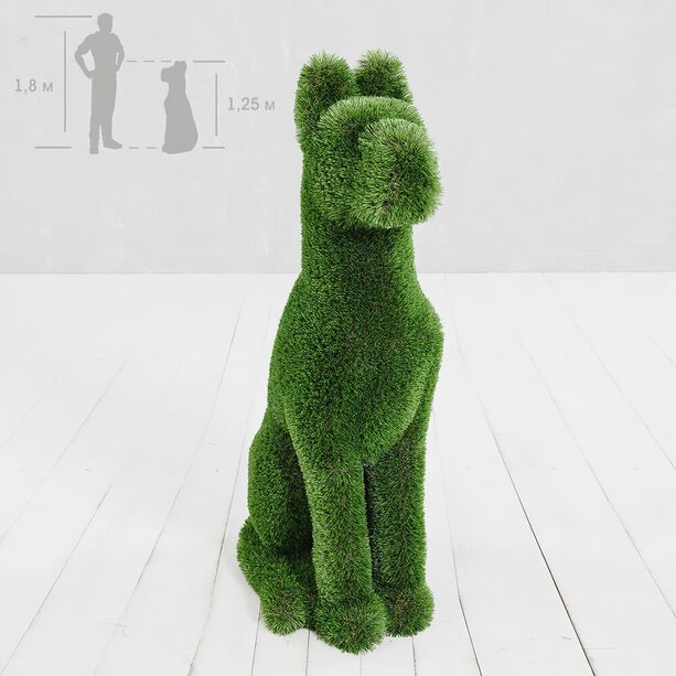 Gartenfigur sitzender Hund - Topiary - GFK & Kunstrasen - Herkol